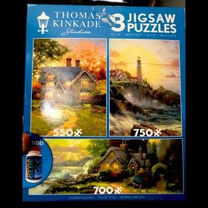 Circa 2012 3 jigsaw puzzle set from Thomas Kincaid